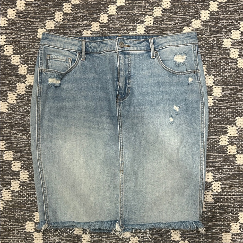 Old Navy Light Blue Distressed Denim Pencil Skirt